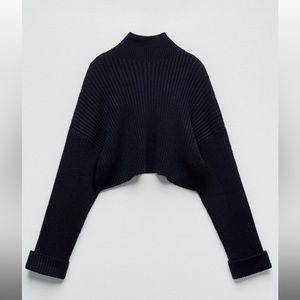 Zara MOCK NECK RIBBED SWEATER
Navy blue